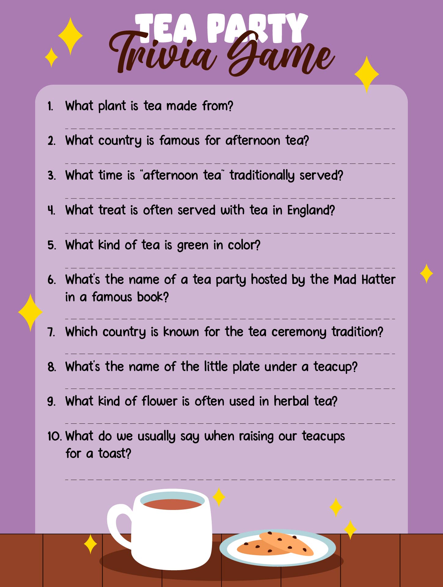Post Tea Printable Game 423027 Post Tea Printable Game 423027
