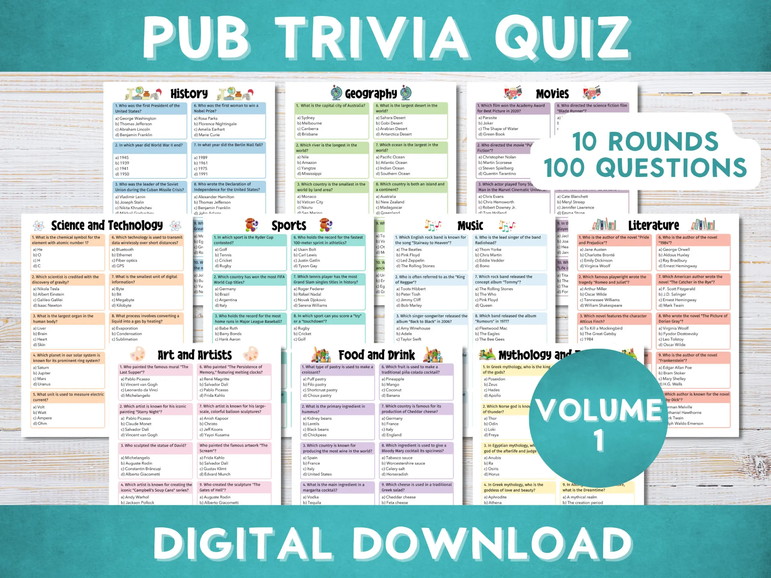 Pub Trivia Quiz Game Night Bar Quiz