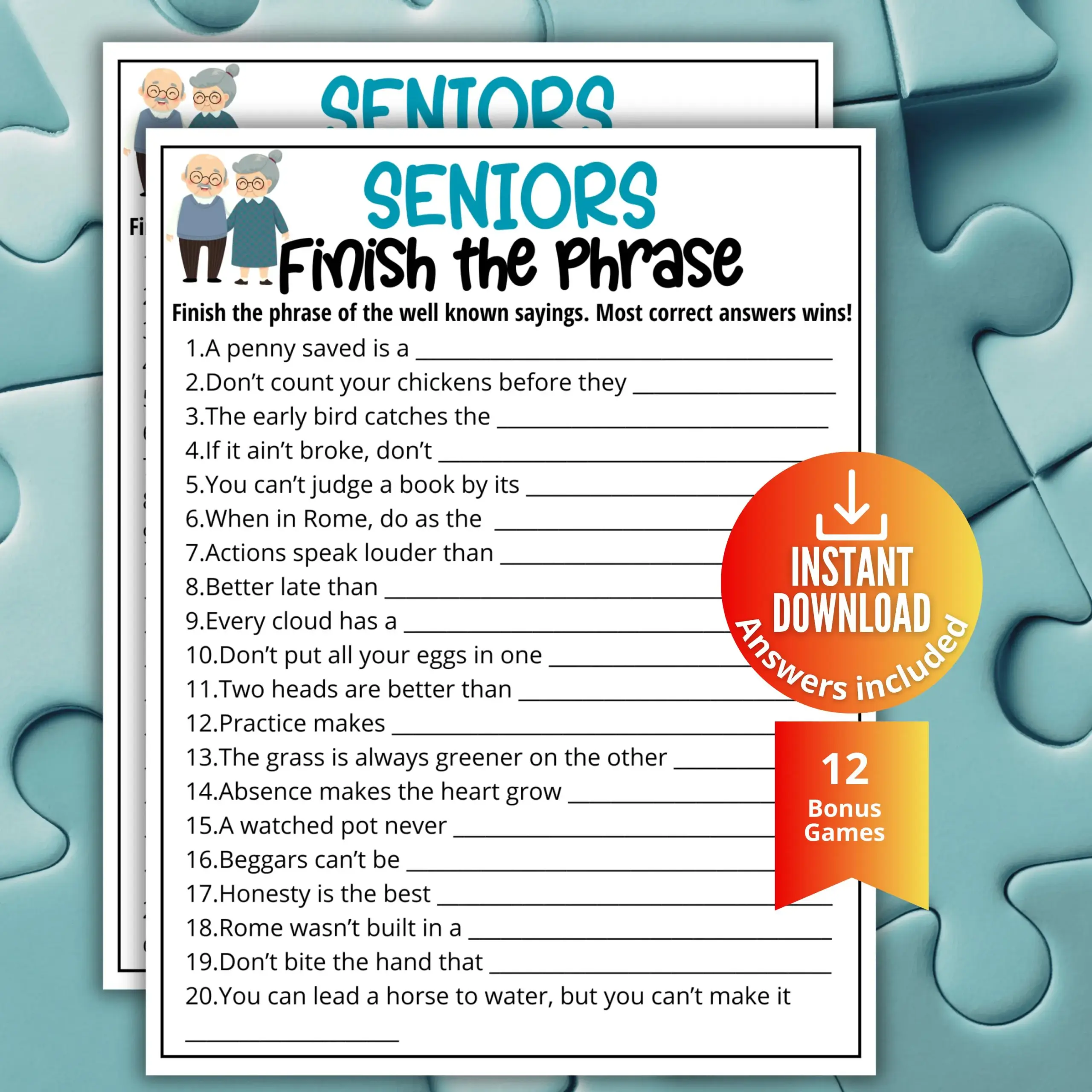 Senior Finish The Phrase Trivia