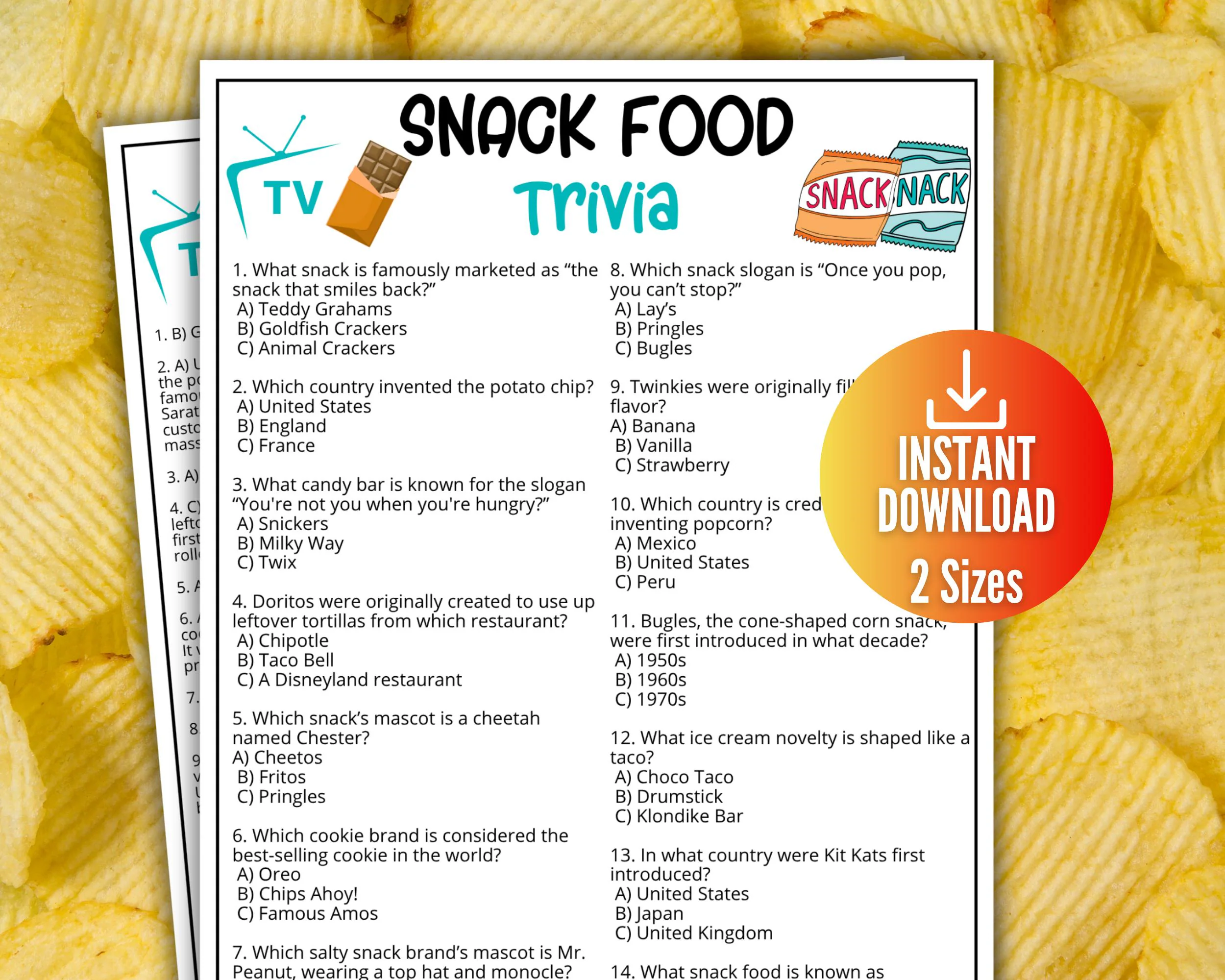 Snack Food Trivia Gamesnack Slogan Quiz