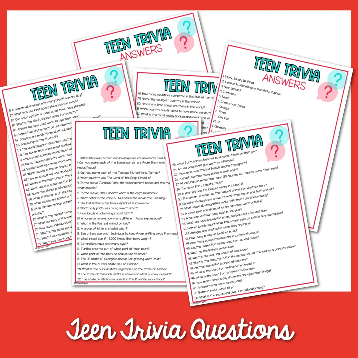 Teen Trivia Questions Printer Friendly Teen Trivia Questions Printer Friendly