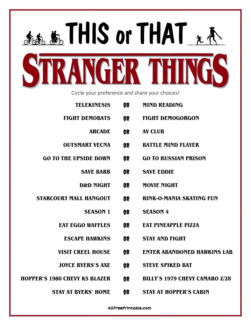 This Or That Stranger Things Game This Or That Stranger Things Game