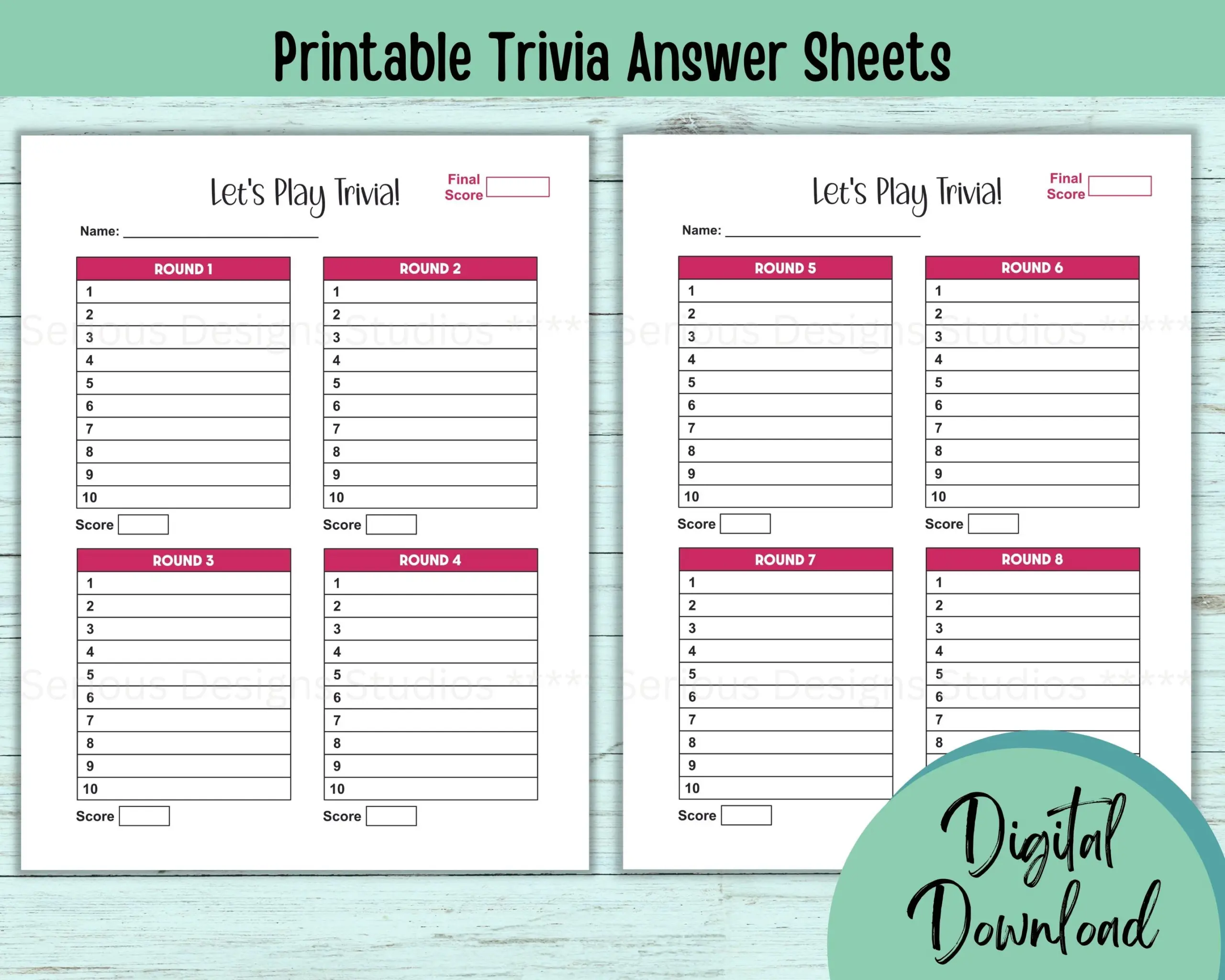 Trivia Answer Sheet Printable Trivia
