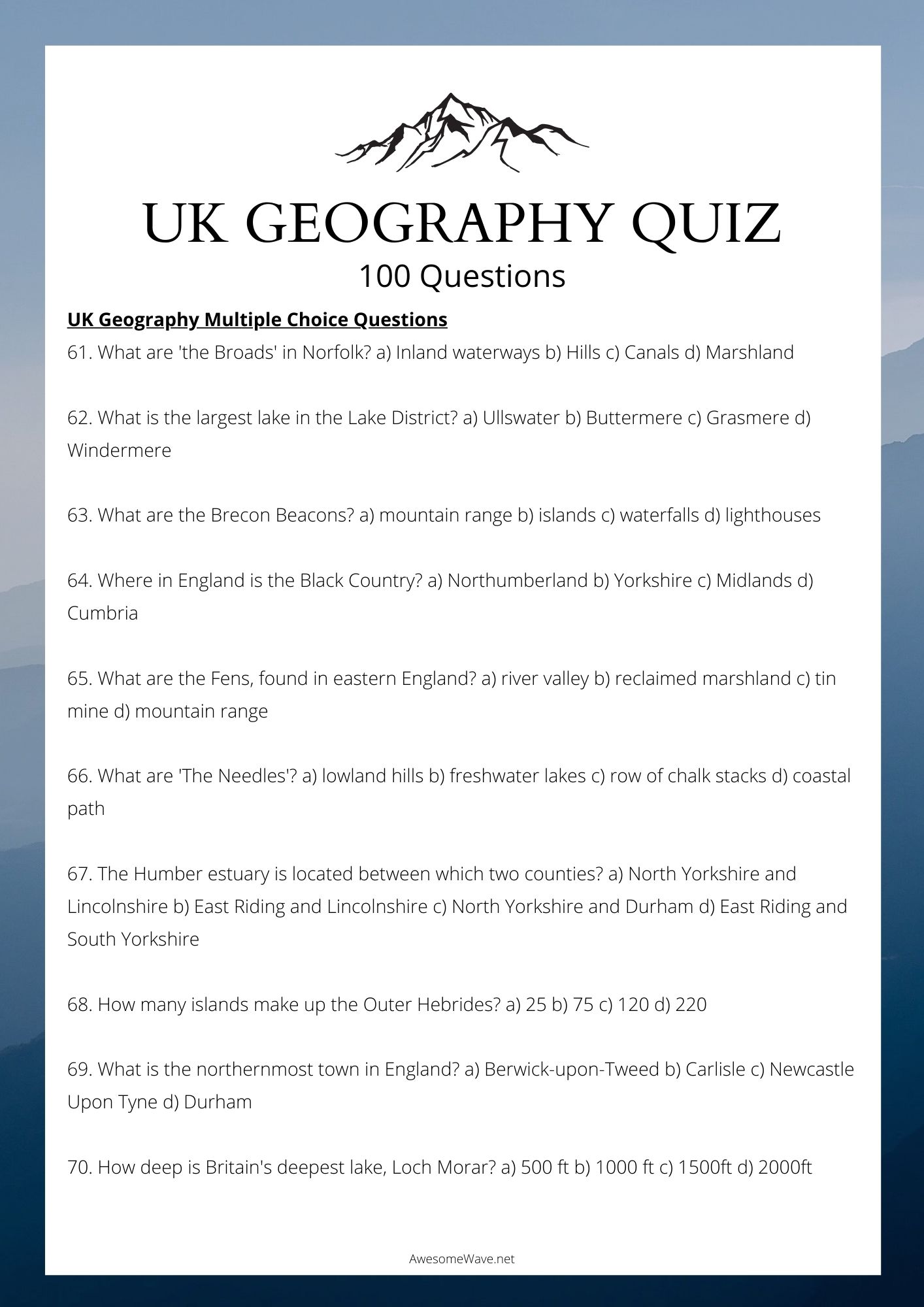 Uk Geography Quiz