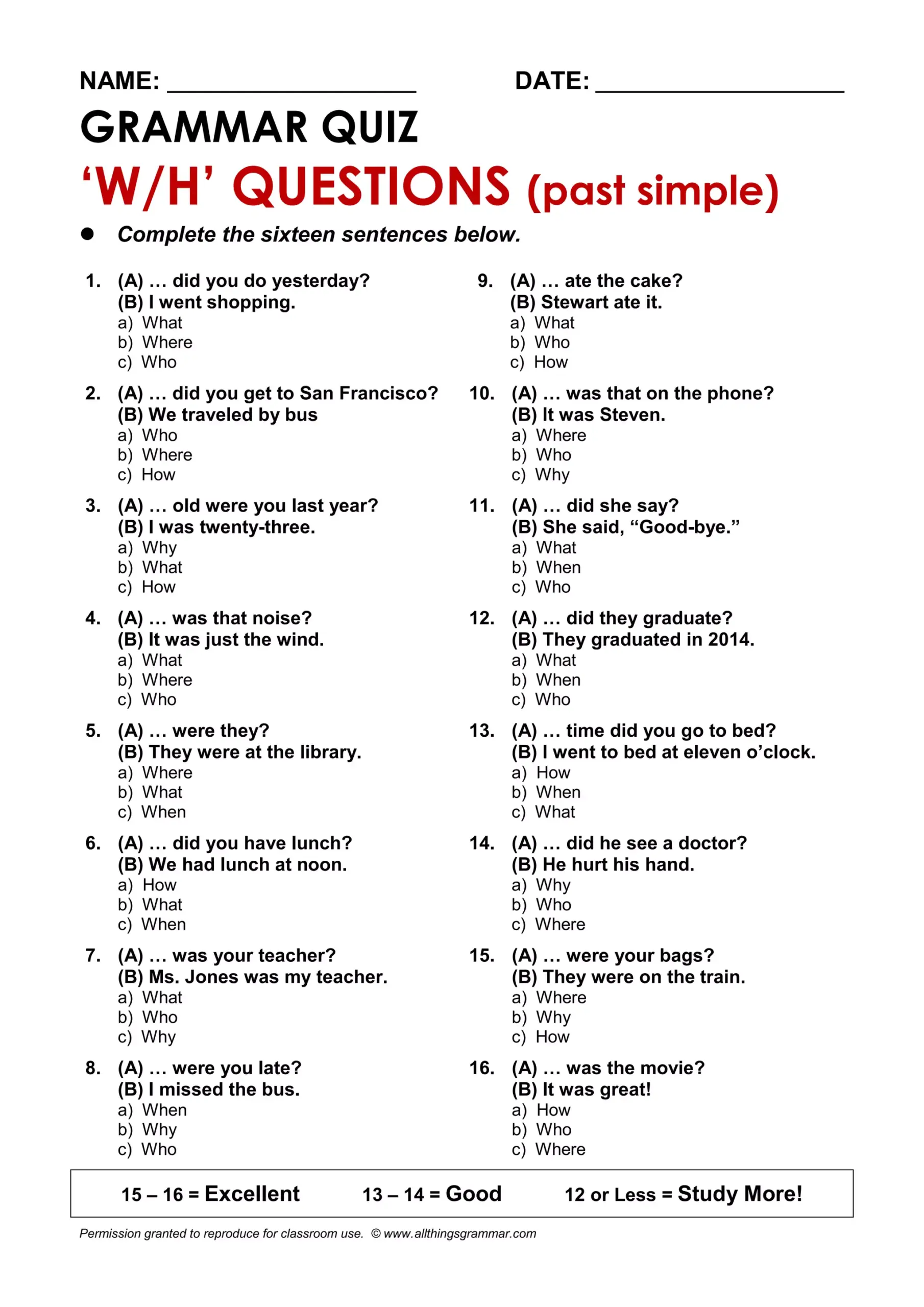 english quiz questions