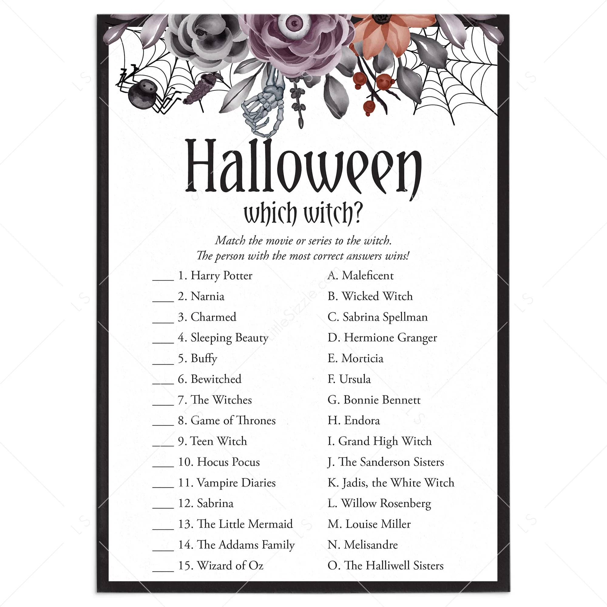 Which Witch Game With Answers Printable