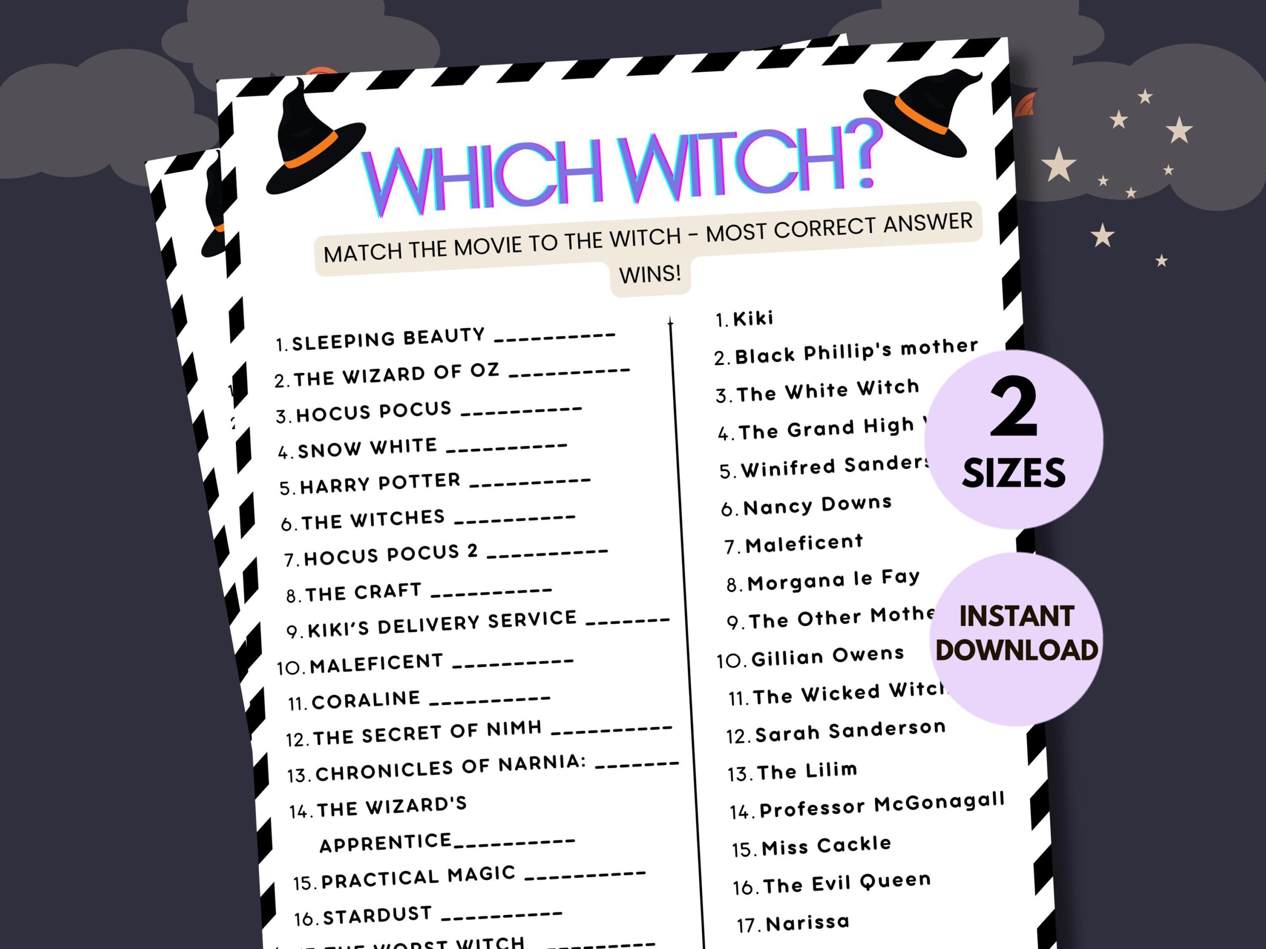 Witches Night Out Witch Matching Game